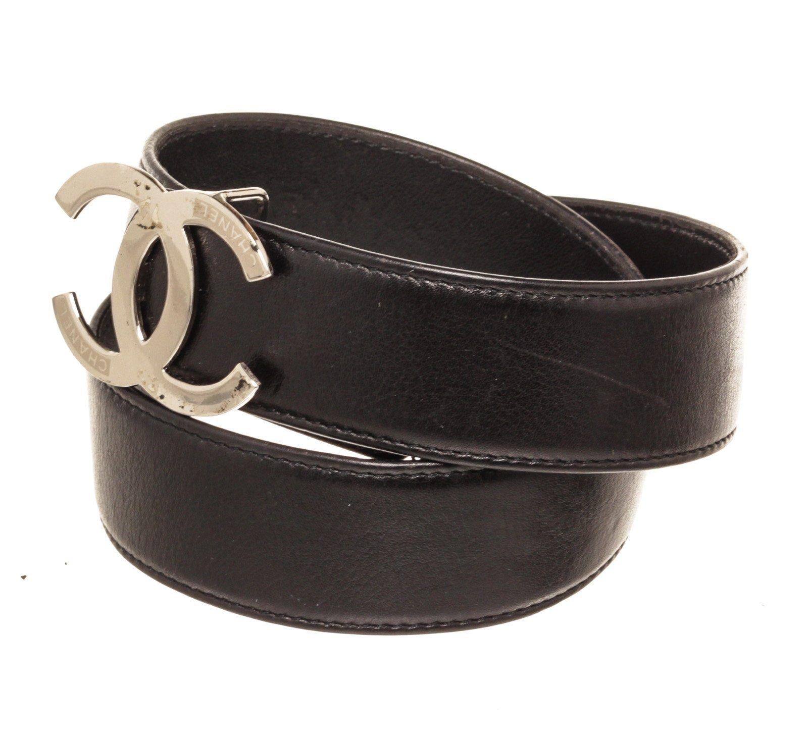 Chanel Black Leather CC Belt