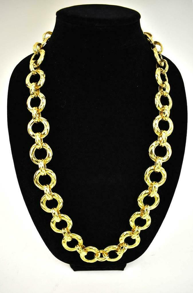 CHANEL: Gold Metal, Circle Link Long Necklace (nt)