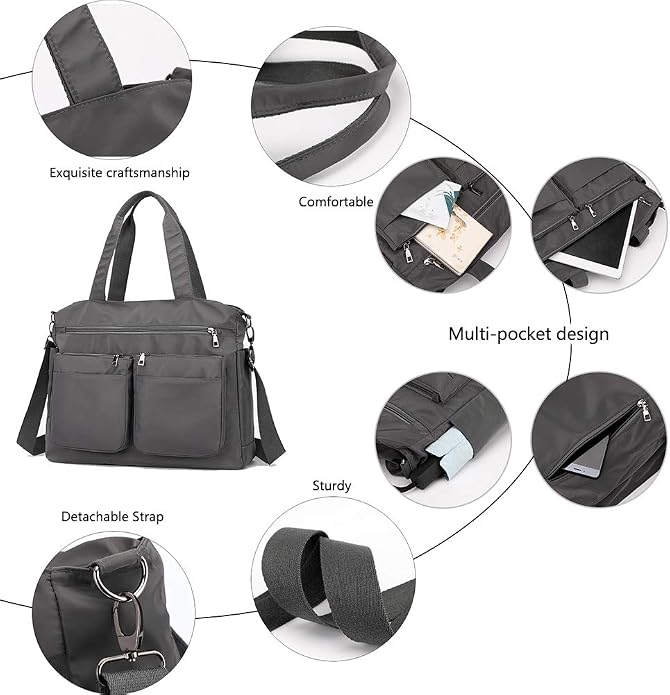 MINTEGRA Work Bags for Women Large Tote Bag Waterproof Travel Laptop Bag Designer Hobo Nylon Shoulder Bag