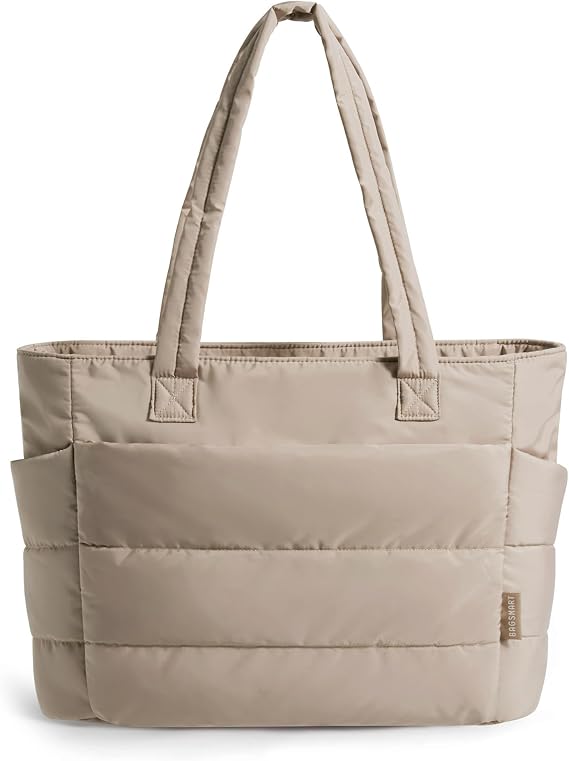 BAGSMART Tote Bag for Women, Lightweight Puffy Tote Bag with Compartments Shoulder Bag Handbag for Travel, Work, Gym | Lightweight