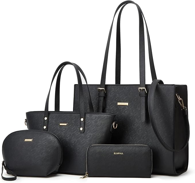 Women Fashion Synthetic Leather Handbags Tote Bag Shoulder Bag Top Handle Satchel Purse Set