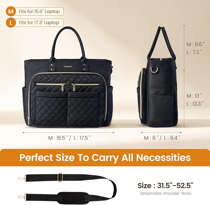 LOVEVOOK Tote Bag for Women, Teacher Nurse Work Laptop Bag, Quilted Bible Computer Shoulder Bag for Business Travel College