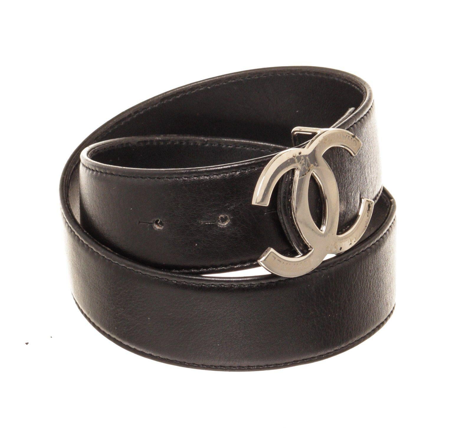 Chanel Black Leather CC Belt