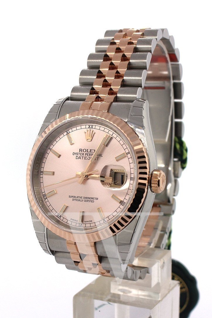Rolex Datejust 36 Pink Dial Fluted Steel and 18k Rose Gold Jubilee Watch 116231