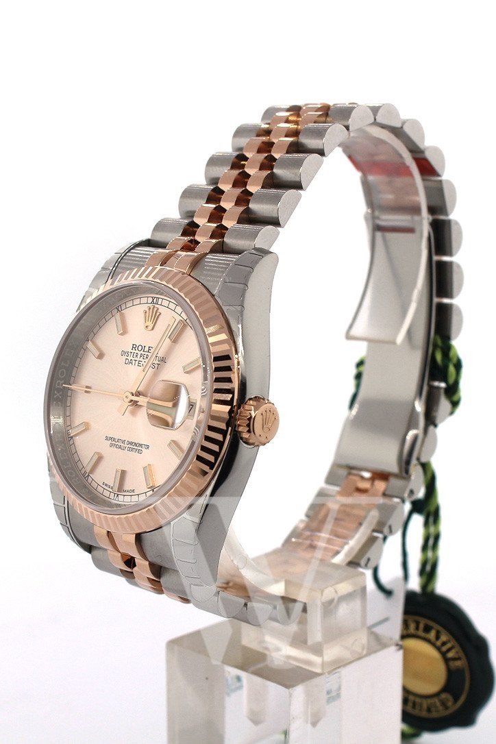 Rolex Datejust 36 Pink Dial Fluted Steel and 18k Rose Gold Jubilee Watch 116231