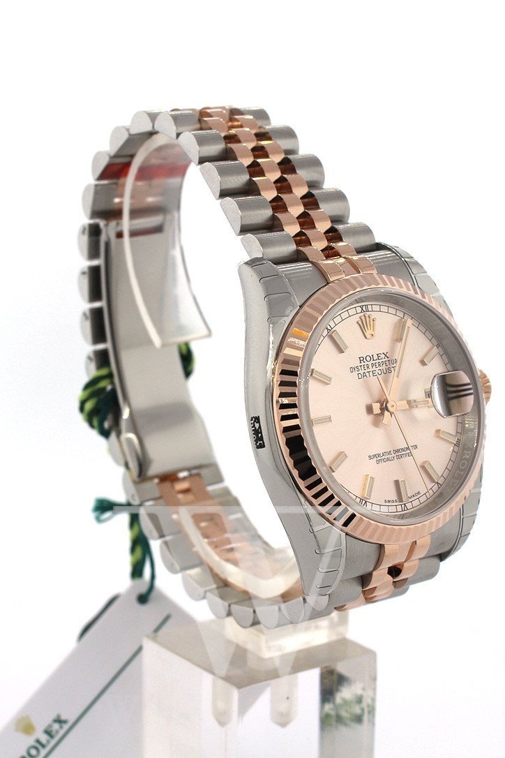 Rolex Datejust 36 Pink Dial Fluted Steel and 18k Rose Gold Jubilee Watch 116231