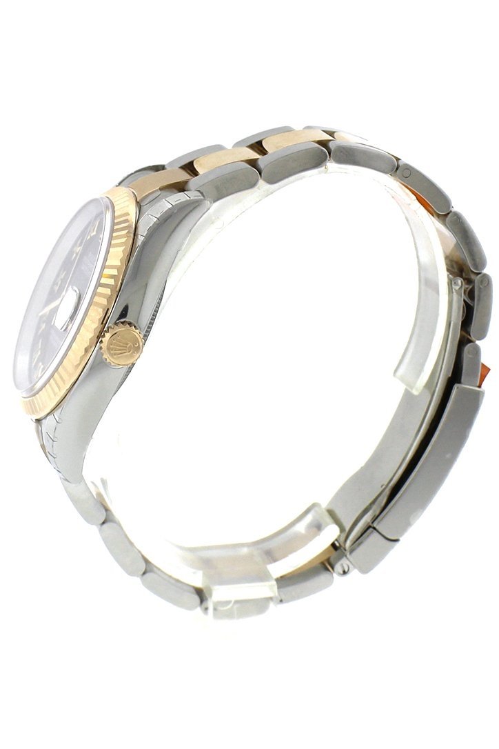 Rolex Datejust 36 Silver floral motif Dial Fluted 18K Gold Two Tone Oyster Watch 116233