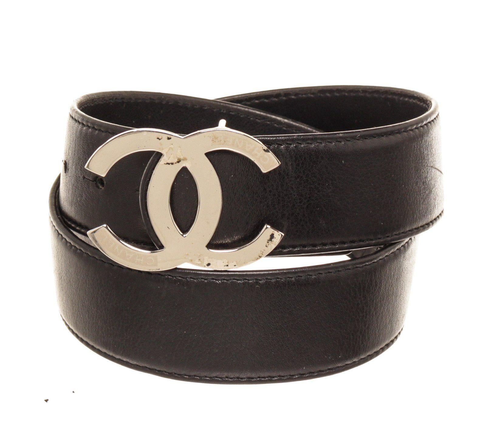 Chanel Black Leather CC Belt