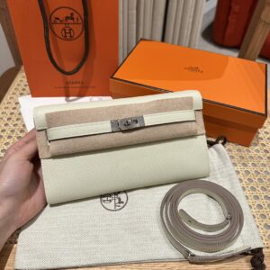 Kelly To Go Mini Shoulder Bag Nata Epsom Leather with Silver Hardware