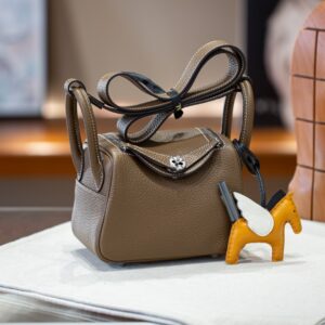 Top Tier Lindy 19 Bag Elephant Grey Leather, Silver Details