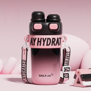 New Dual Drink Coffee Mug with Straw – Portable Insulated Mug & Water Bottle