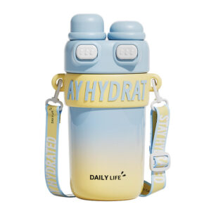 New Dual Drink Coffee Mug with Straw Portable Insulated Mug Insulated Water Bottles