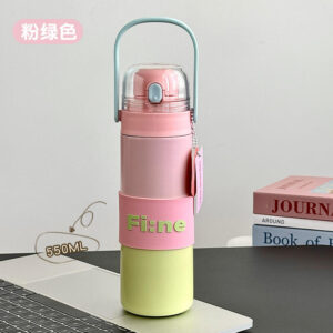 Seaygift Creative Gradient Color Sports Flask – Portable Handle Stainless Steel Vacuum Insulated Water Bottle