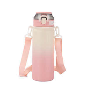 580ml Stainless Steel Vacuum Insulated Thermal Flask Portable Double Wall Water Bottle with Bounce up Lid and Strap