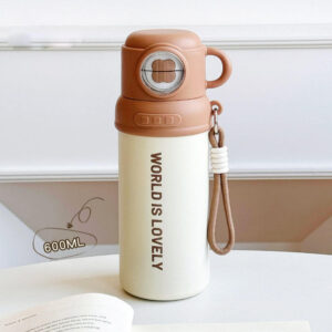 Seaygift Student 600ml Insulated Vacuum Mug Three Drink Thermos Flask Water Bottle Men Outdoor Portable Stainless Steel Cups